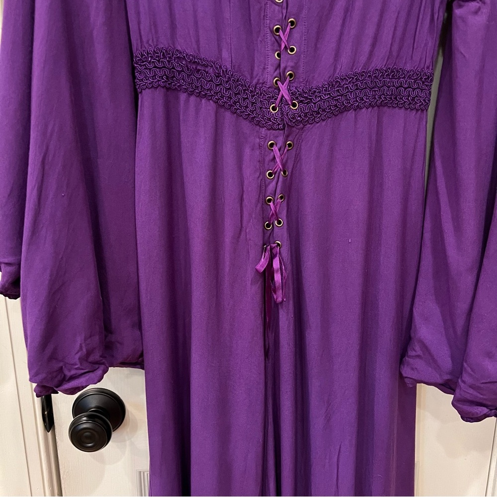 HolyClothing Arwen Dress Maxi Purple Bell Sleeves Renaissance Fair Celtic Large - Picture 10 of 12